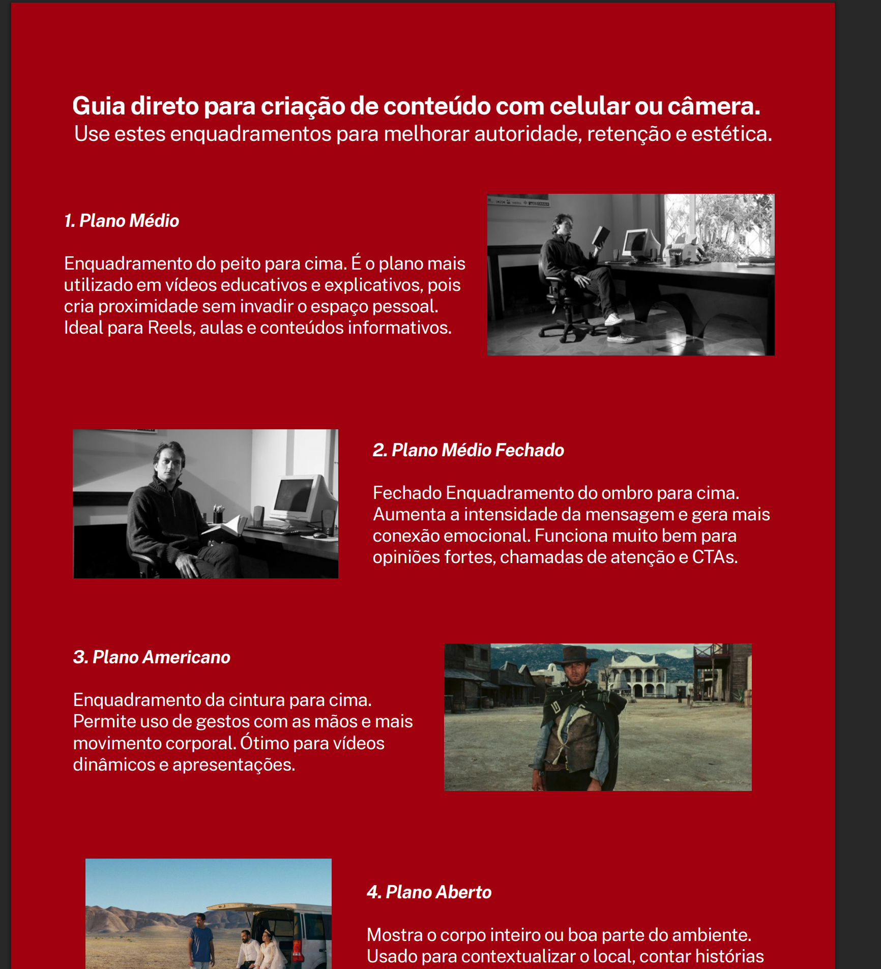 Referência visual dos 5 planos base